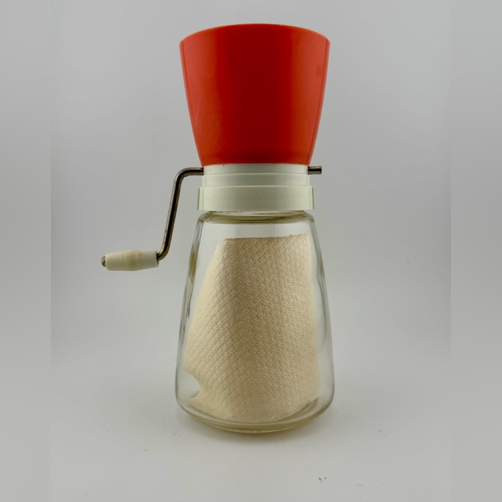 Vintage Grinder Red, White, and Glass by Federal Housewares